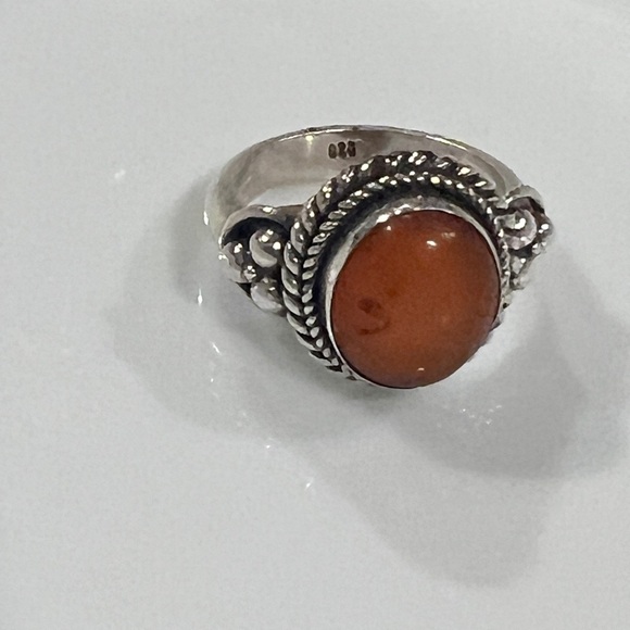 Vintage Artisan Sterling Silver Carnelian Statement Ring 925 - Picture 3 of 3